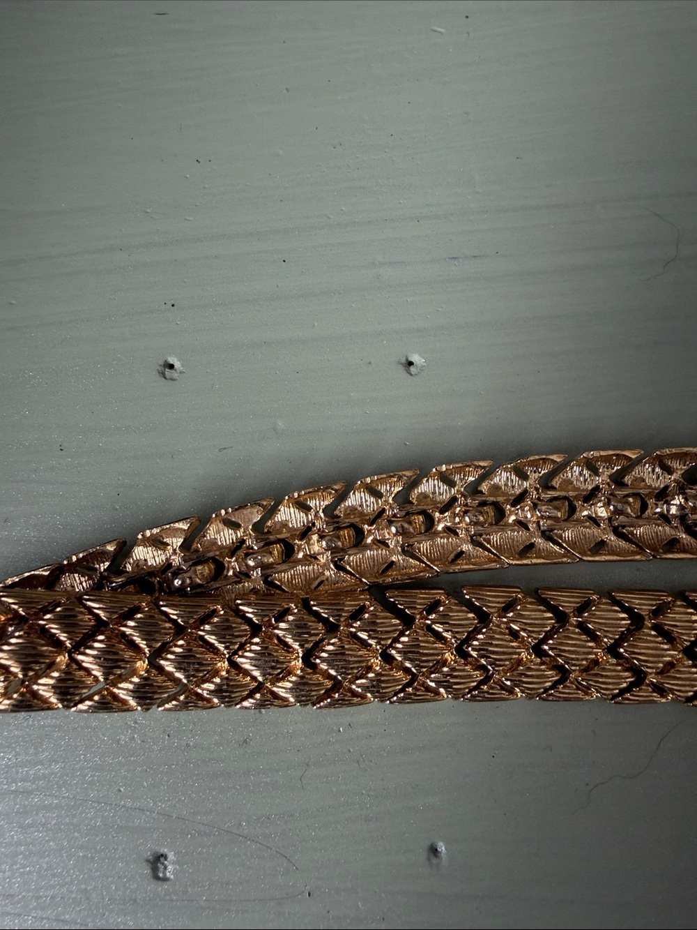 Gold plated  Chain Costume Necklace - Textured Link Design
